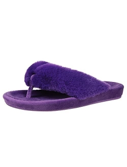 Shevalues Memory Foam Flip Flop Slippers for Women Arch Support Faux Fur Orthopedic Thong Slippers