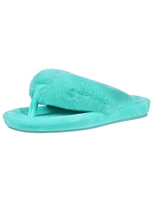 Shevalues Memory Foam Flip Flop Slippers for Women Arch Support Faux Fur Orthopedic Thong Slippers