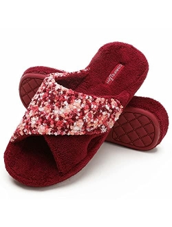 CORIFEI Adjustable Slippers for Women with Arch Support, Warm Cozy Memory Foam House Shoes Indoor