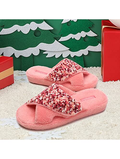 CORIFEI Adjustable Slippers for Women with Arch Support, Warm Cozy Memory Foam House Shoes Indoor