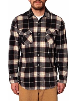 Mens Lightweight Plush Plaid Fleece Shirt