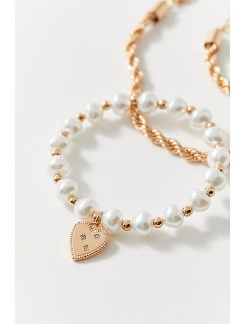 Urban Outfitters Pearl And Chain Bracelet Set