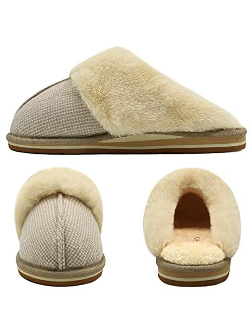 ONCAI Women Slippers, With Arch Support Cozy Plush Furry Fluffy Slip-On Indoor Outdoor Shoes