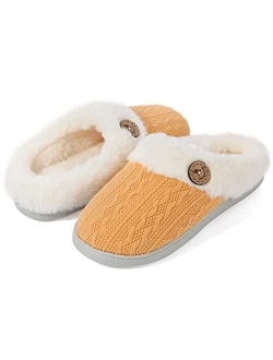 Ritmorro Women's Winter Fuzzy Bedroom Slippers Comfy Slipper with Memory Foam Arch Support ,Knitted Warm Home Slippers with Anti Skid Sole Indoor and Outdoor