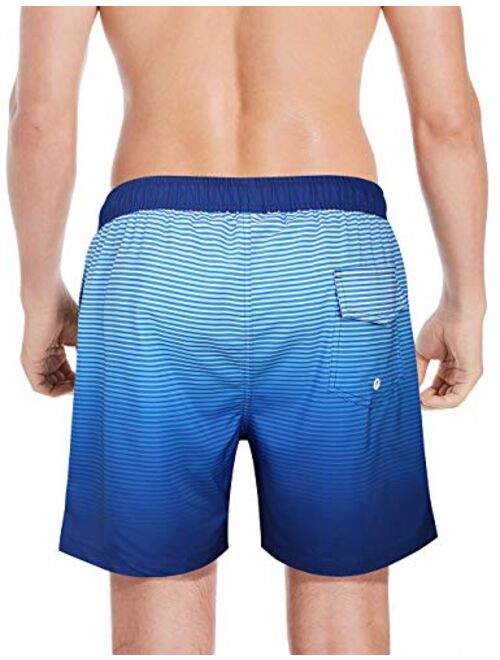 QRANSS Mens Swim Trunks Compression Liner Quick Dry 5.5'' Swimwear Swim Shorts with Boxer Brief Lined