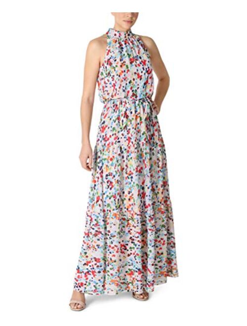 Julia Jordan Women's Mock Neck 3 Tier Printed Halter Maxi Dress