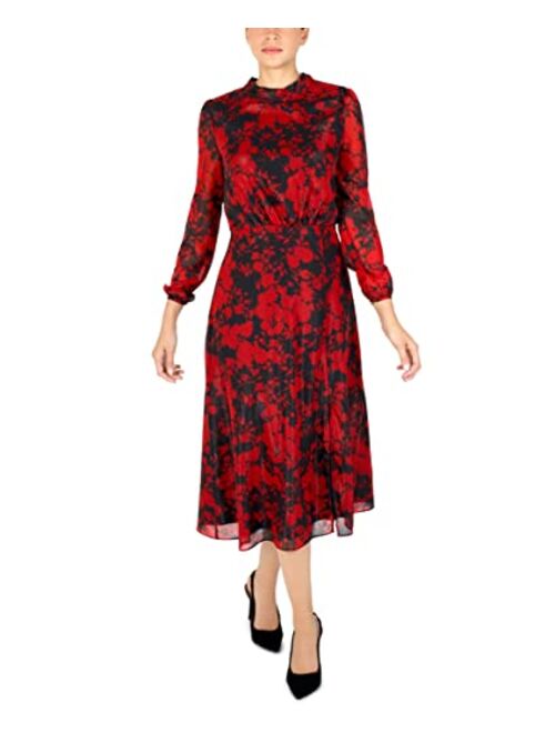 Julia Jordan Mock Neck Long Sleeve Midi Dress