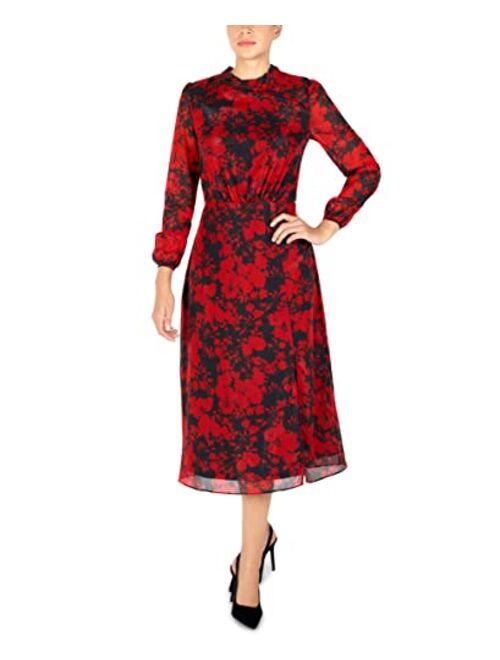 Julia Jordan Mock Neck Long Sleeve Midi Dress