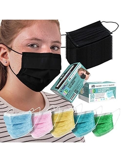 Salon World Safety - Kids Face Masks 3-Ply Protective PPE (5 Colors) Disposable Children's Size