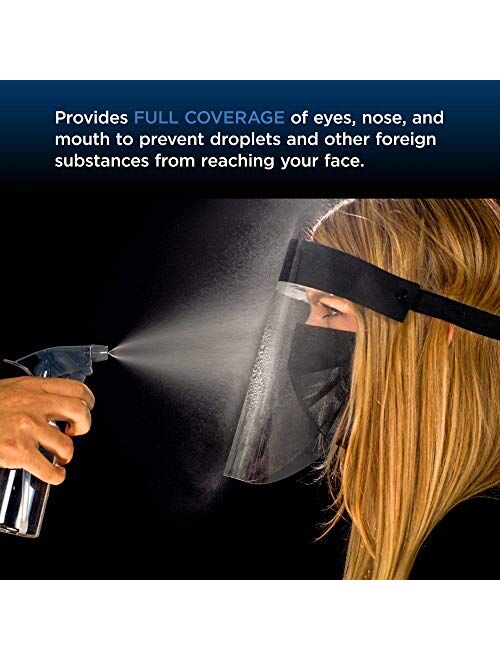 Tcp Global Salon World Safety Black Face Shields (Pack of 10) - Ultra Clear Protective Full Face Shields to Protect Eyes, Nose and Mouth - Anti-Fog PET Plastic, Elastic H