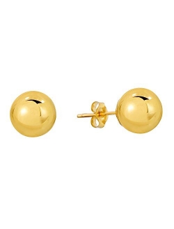 14k Yellow Gold Polished Ball Stud Earrings with Butterfly Pushback