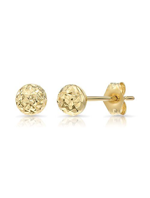 Tilo Jewelry 14k Yellow Gold Diamond-cut Ball Stud Earrings