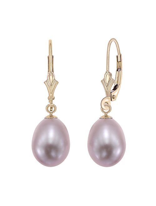 Tilo Jewelry 14k Yellow Gold Freshwater Cultured Pearl Leverback Drop Earring