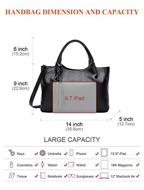 OVER EARTH Genuine Leather Handbags for Women Top Handle Satchel Purse Ladies Work Tote Bag