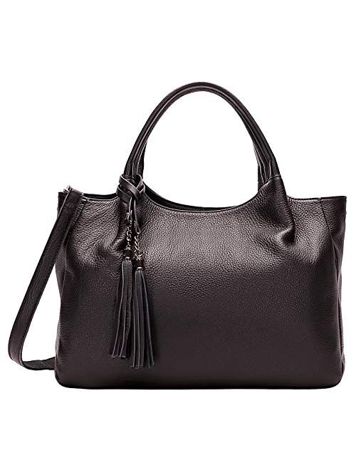 OVER EARTH Genuine Leather Handbags for Women Top Handle Satchel Purse Ladies Work Tote Bag