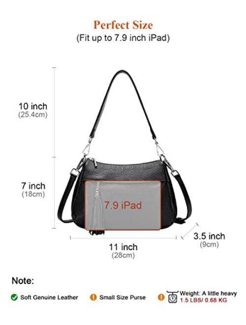 OVER EARTH Genuine Leather Handbags for Women Crossbody Bag Ladies Shoulder Hobo Purse Small