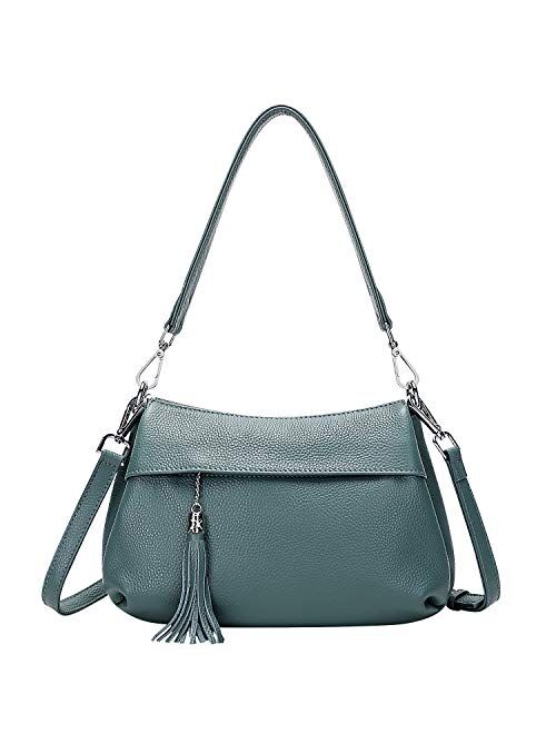 OVER EARTH Genuine Leather Handbags for Women Crossbody Bag Ladies Shoulder Hobo Purse Small