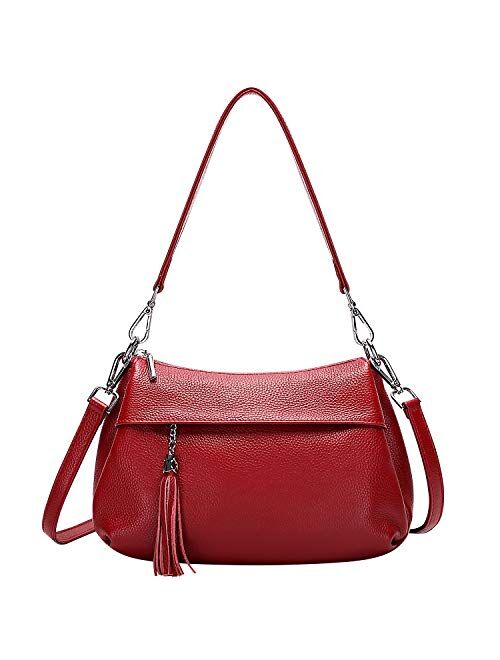 OVER EARTH Genuine Leather Handbags for Women Crossbody Bag Ladies Shoulder Hobo Purse Small