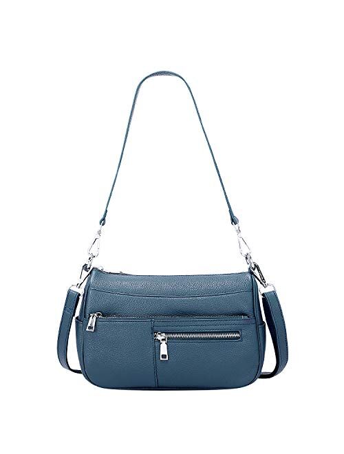 OVER EARTH Genuine Leather Shoulder Bag Small Crossbody Handbags for Women Ladies Purse