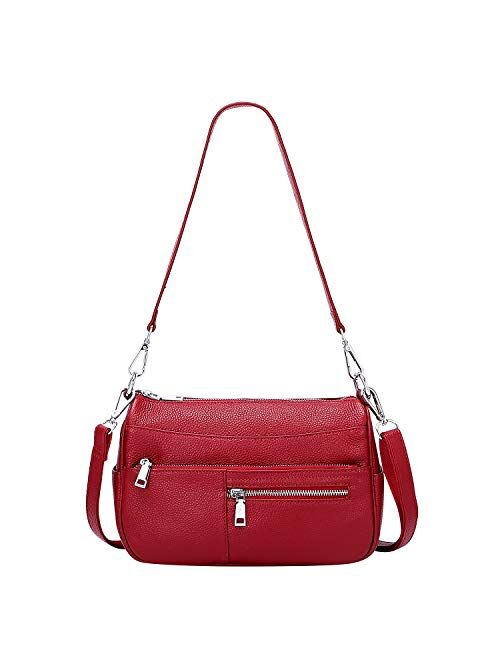 OVER EARTH Genuine Leather Shoulder Bag Small Crossbody Handbags for Women Ladies Purse