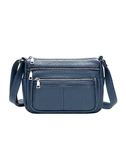 Crossbody Bag for Women Soft Leather Purses and Handbags Multi Pockets Messenger Bag