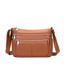 Crossbody Bag for Women Soft Leather Purses and Handbags Multi Pockets Messenger Bag