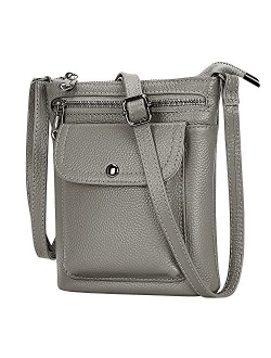 Genuine Leather Handbags for Women Small Crossbody Bag Cell Phone Purse with Multi Pockets