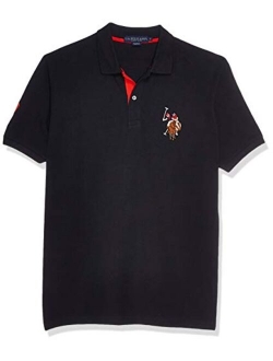 Men's Multi Color Logo Solid Pique Polo Shirt