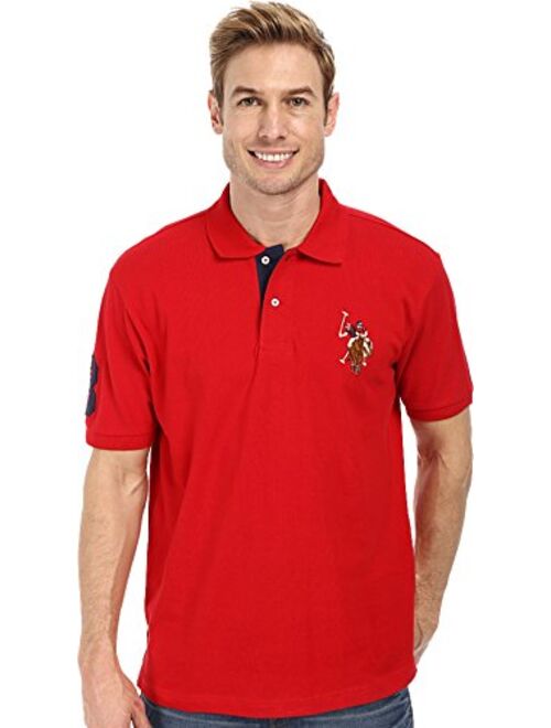 U.S. Polo Assn. Men's Multi Color Logo Solid Pique Polo Shirt