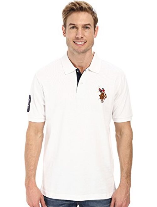 U.S. Polo Assn. Men's Multi Color Logo Solid Pique Polo Shirt