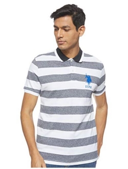 Men's Slim Fit Marle Striped Pique Polo Shirt