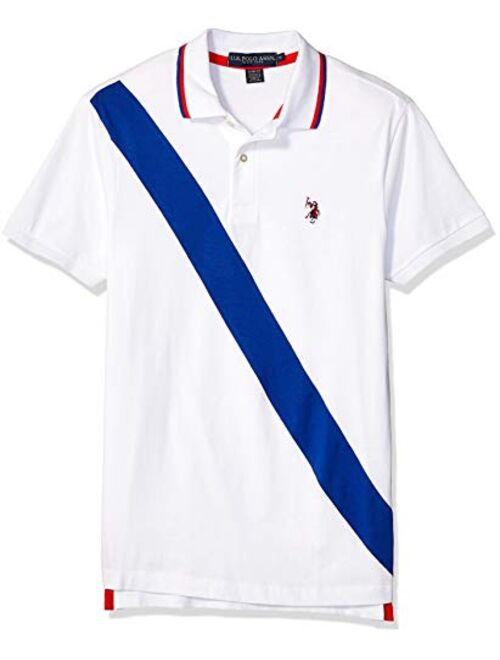 U.S. Polo Assn. Men's Diagonal Stripe Color Block Jersey Polo Shirt