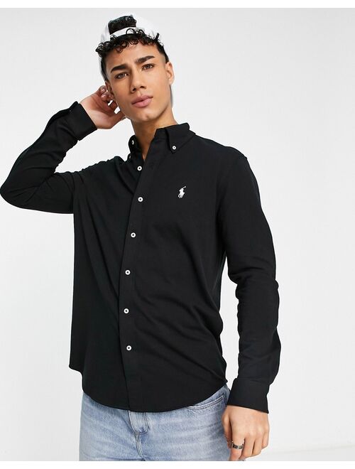 Polo Ralph Lauren icon logo button down pique shirt in black