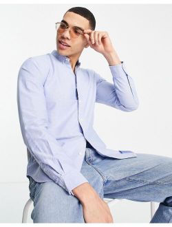 icon logo slim fit oxford shirt in blue