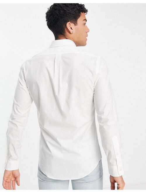 Polo Ralph Lauren player logo slim fit poplin shirt in white