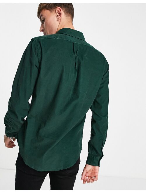 Polo Ralph Lauren icon logo slim fit fine cord shirt buttondown in green