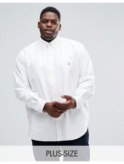 Big & Tall player logo oxford shirt buttondown in white