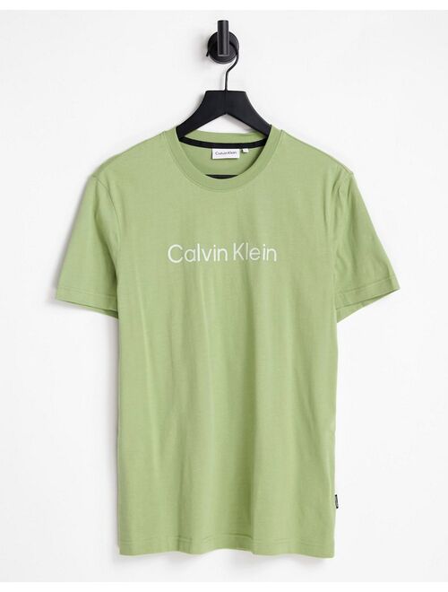 Calvin Klein raised striped logo T-shirt in green