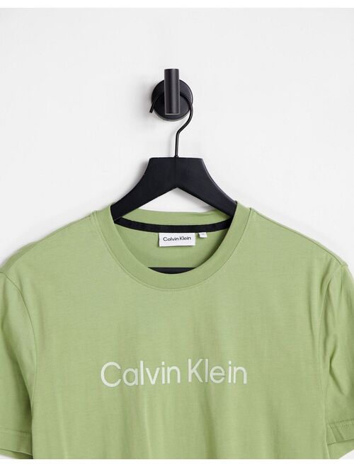 Calvin Klein raised striped logo T-shirt in green