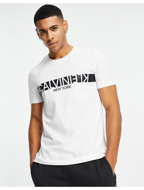 Calvin Klein reversed chest stripe logo t-shirt in white