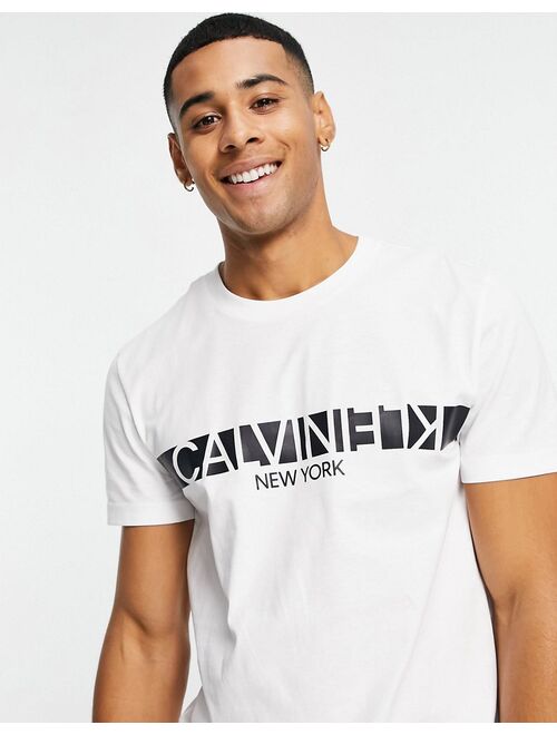 Calvin Klein reversed chest stripe logo t-shirt in white