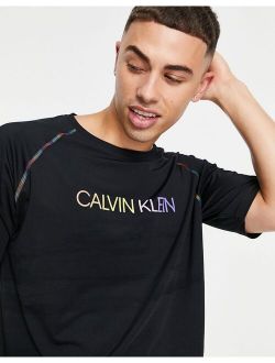 Performance Pride capsule rainbow logo and arm seam T-shirt in ck black
