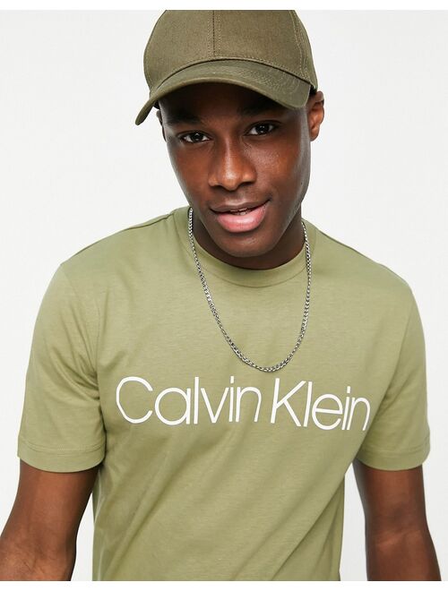 Calvin Klein large front logo t-shirt in delta green