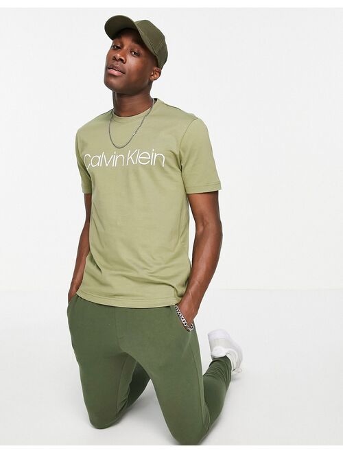 Calvin Klein large front logo t-shirt in delta green