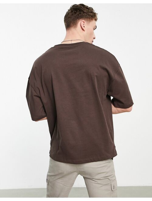 Bershka super oversized t-shirt in brown