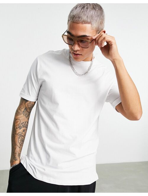 Bershka longline t-shirt in white