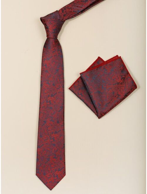 Shein Men Paisley Print Neck Tie & Handkerchief