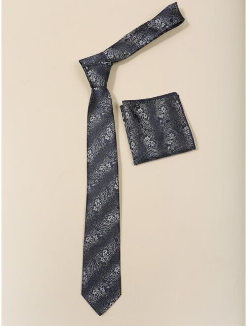 Shein Men Paisley Print Neck Tie & Handkerchief