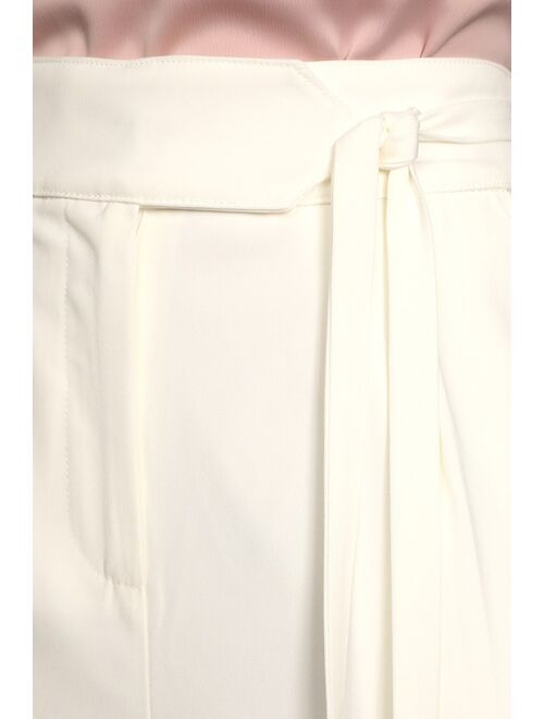 Lulus Chic Sophistication Ivory Side-Tie Wide-Leg Trouser Pants