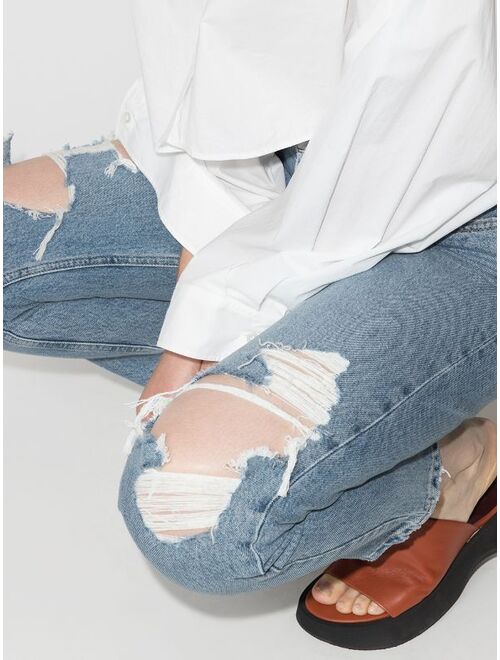 AGOLDE Fen ripped-knee straight-leg jeans